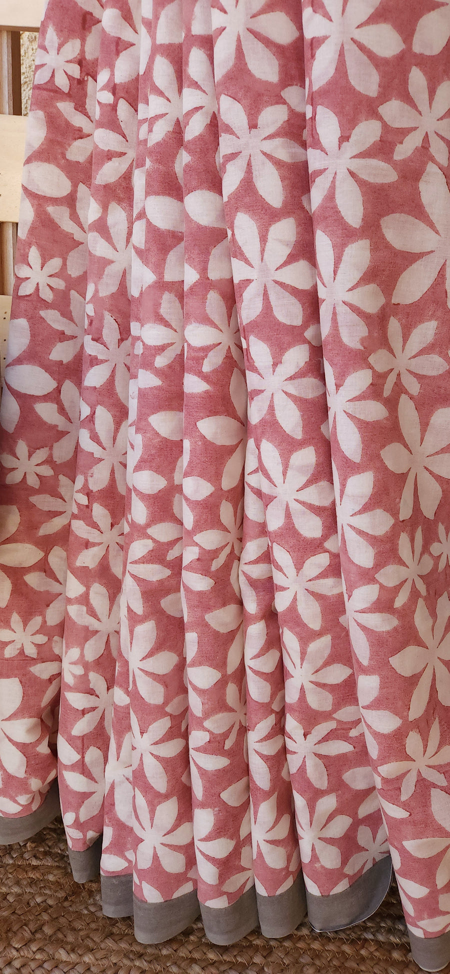 'FLOWER TALES: Rouge Pink' Hand block printed cotton