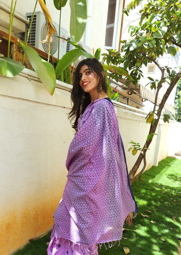 'ZAHRA: Lavender' Hand block printed cotton