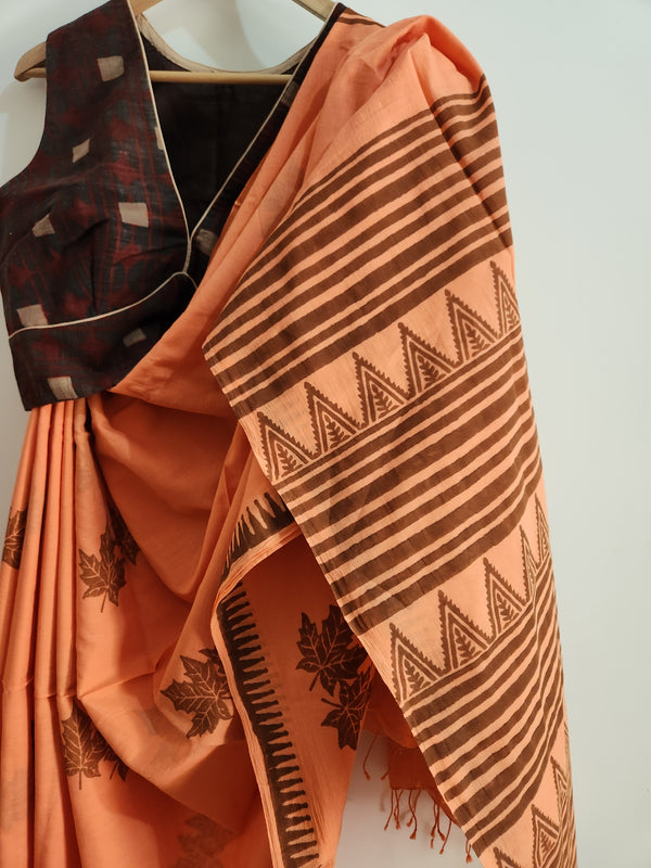 'AUTUMN HUES: Brown' Hand block printed cotton