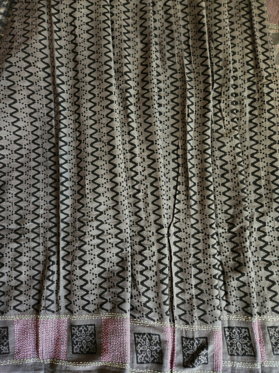 'NISHA' Kantha on handwoven Kala Cotton