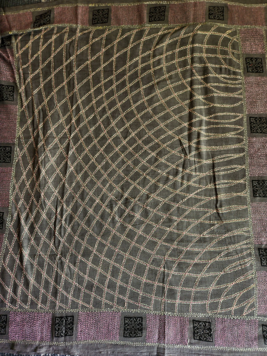 'NISHA' Kantha on handwoven Kala Cotton