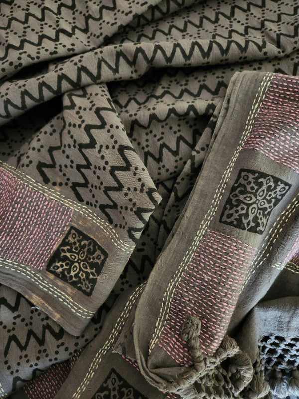 'NISHA' Kantha on handwoven Kala Cotton