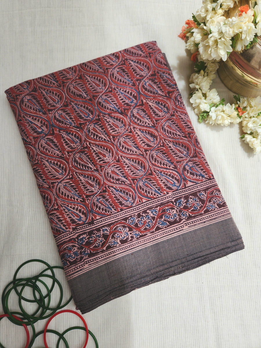 'OJASWI' Block printed Kalamkari on handwoven cotton