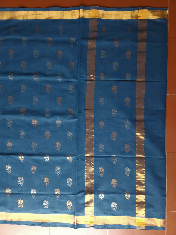 'TOKKA: Cerulean Blue' Handwoven Venkatagiri Cotton Saree