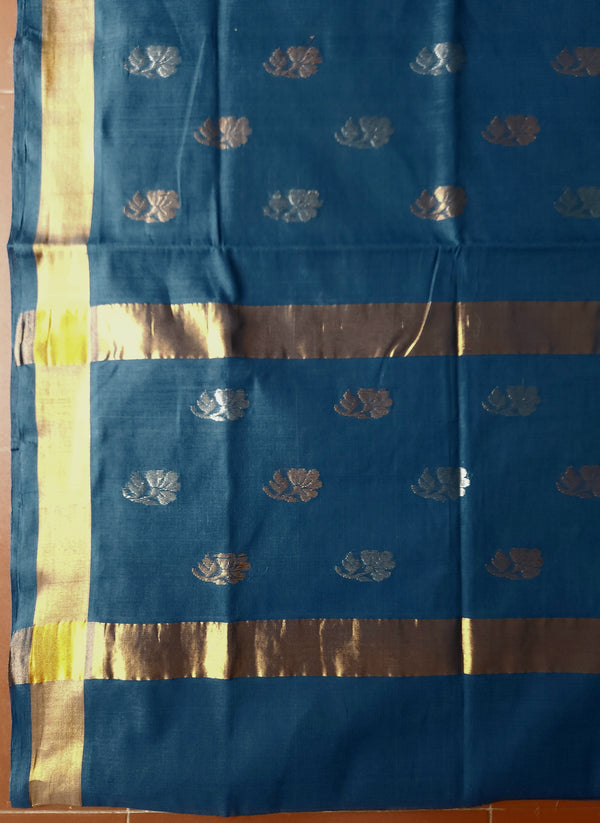 'TOKKA: Cerulean Blue' Handwoven Venkatagiri Cotton Saree