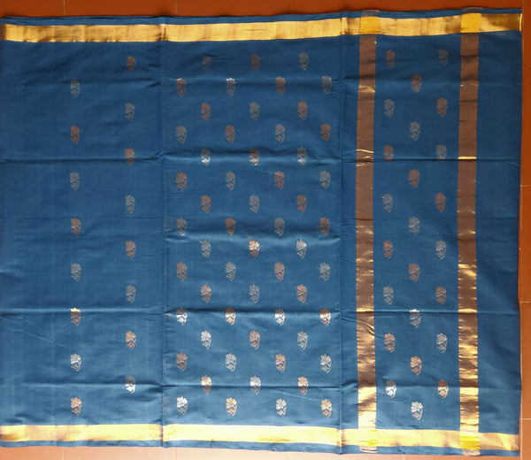 'TOKKA: Cerulean Blue' Handwoven Venkatagiri Cotton Saree