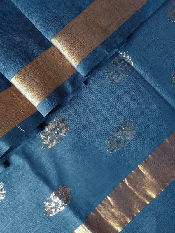 'TOKKA: Cerulean Blue' Handwoven Venkatagiri Cotton Saree