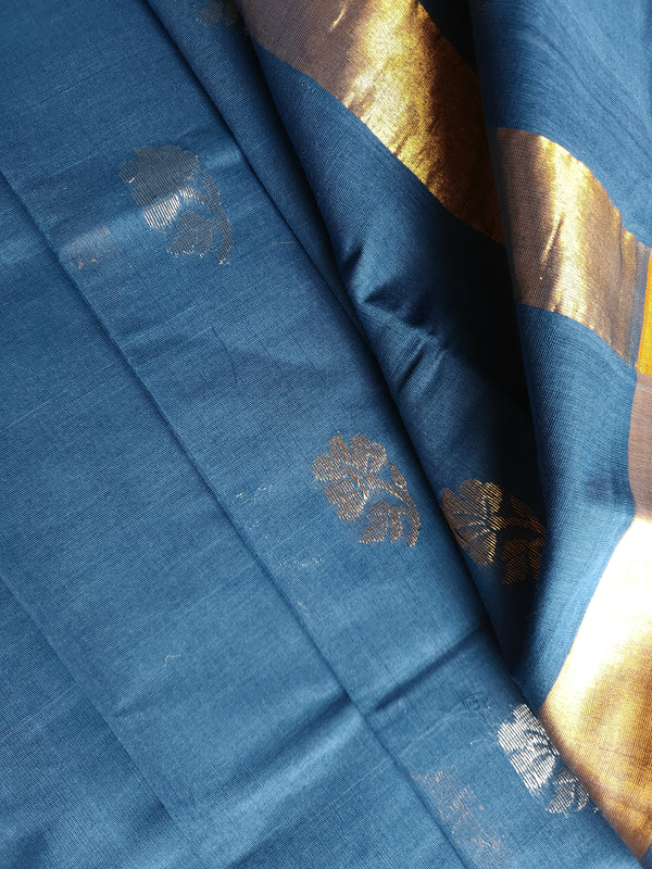 'TOKKA: Cerulean Blue' Handwoven Venkatagiri Cotton Saree