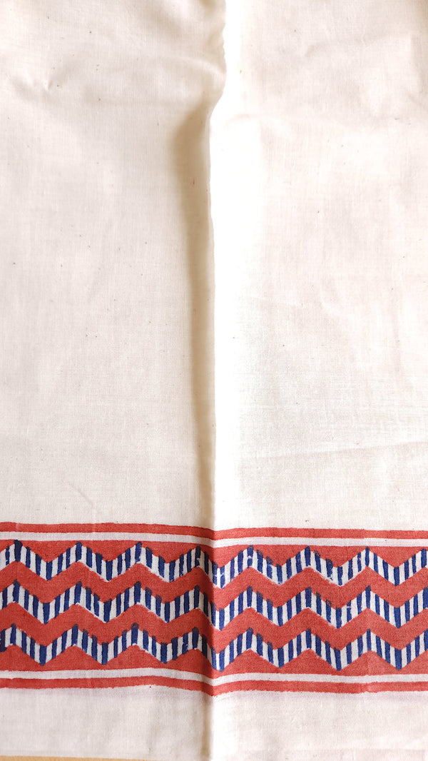 'SHALIMAR: Peach' Hand Block Printed Cotton Saree