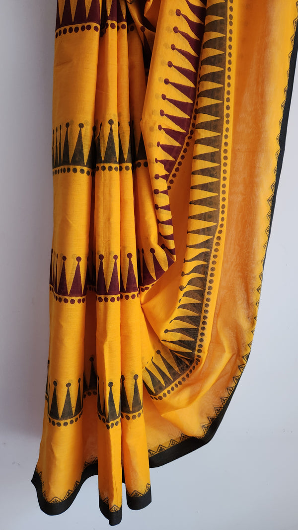 'MAHIRA: Yellow' Hand block printed Begumpuri