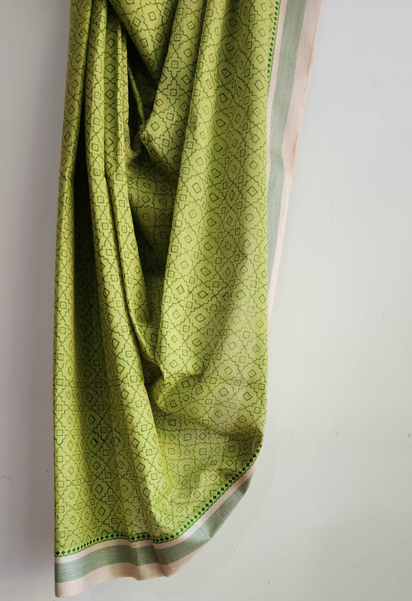 'TANAYA: Green' Hand block printed Begumpuri