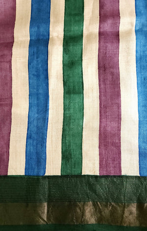 'HOMEGOING: Aventurine' Hand Block printed on Handwoven Tussar Silk