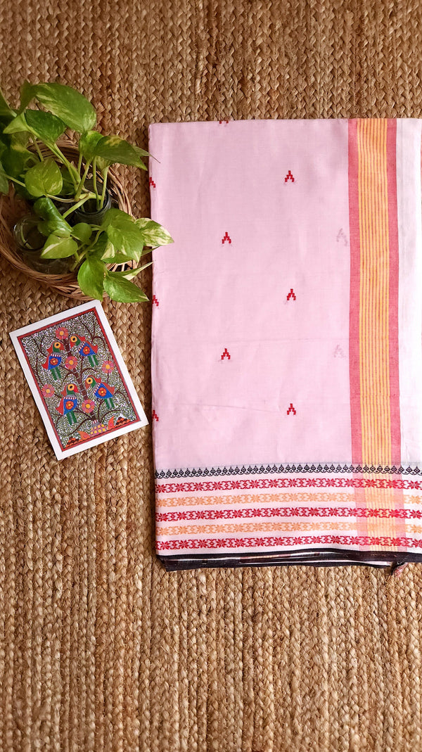 'BIBHA: Light Pink' Handwoven Begumpuri Saree