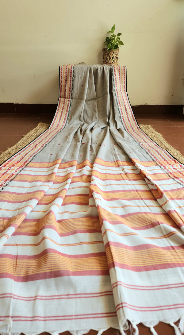 'BIBHA: Grey' Handwoven Begumpuri Saree