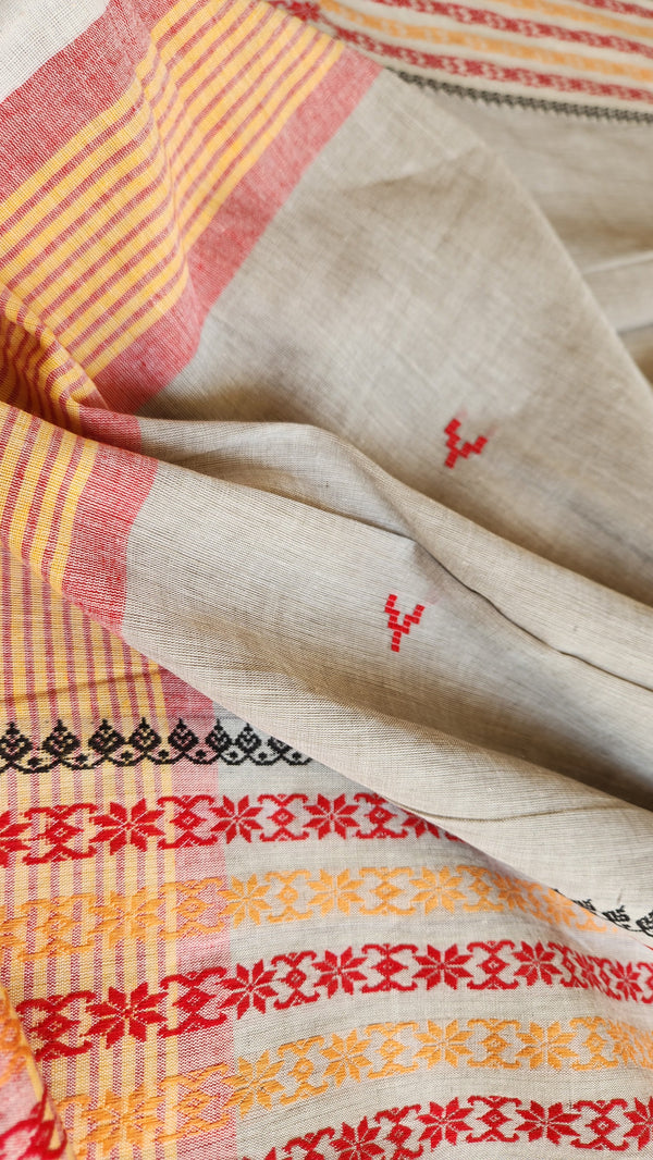 'BIBHA: Grey' Handwoven Begumpuri Saree