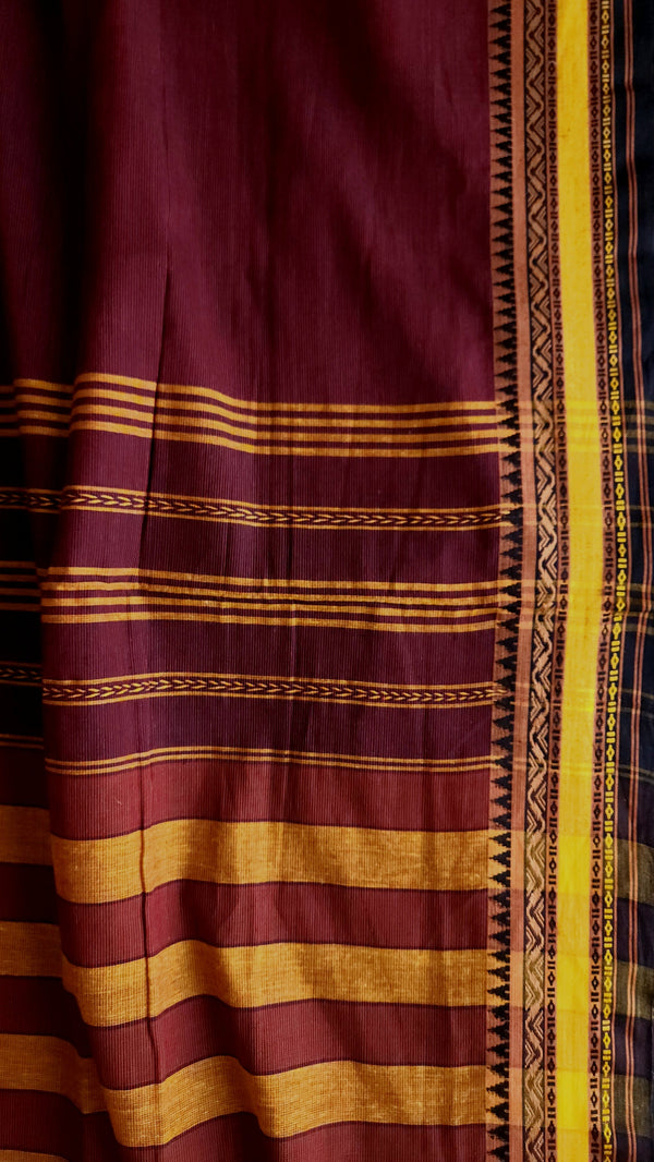 'DAMINI: Maroon' Handwoven Begumpuri Saree