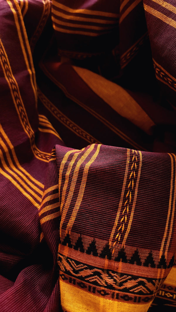 'DAMINI: Maroon' Handwoven Begumpuri Saree