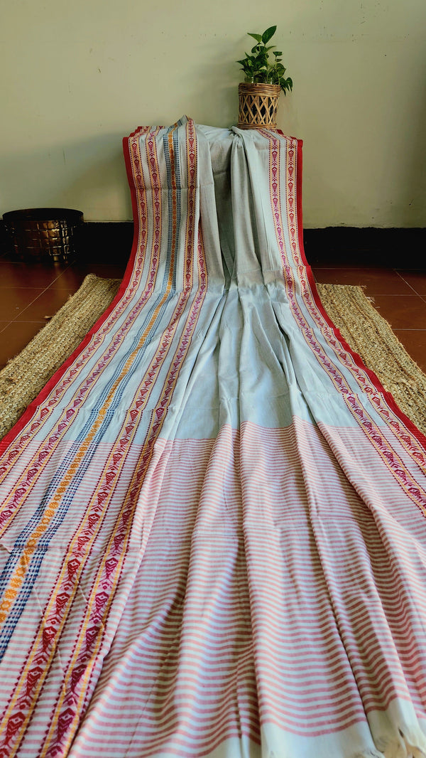 'TARANGI: Light Grey' Handwoven Begumpuri Saree