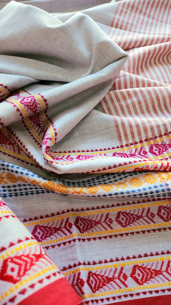 'TARANGI: Light Grey' Handwoven Begumpuri Saree