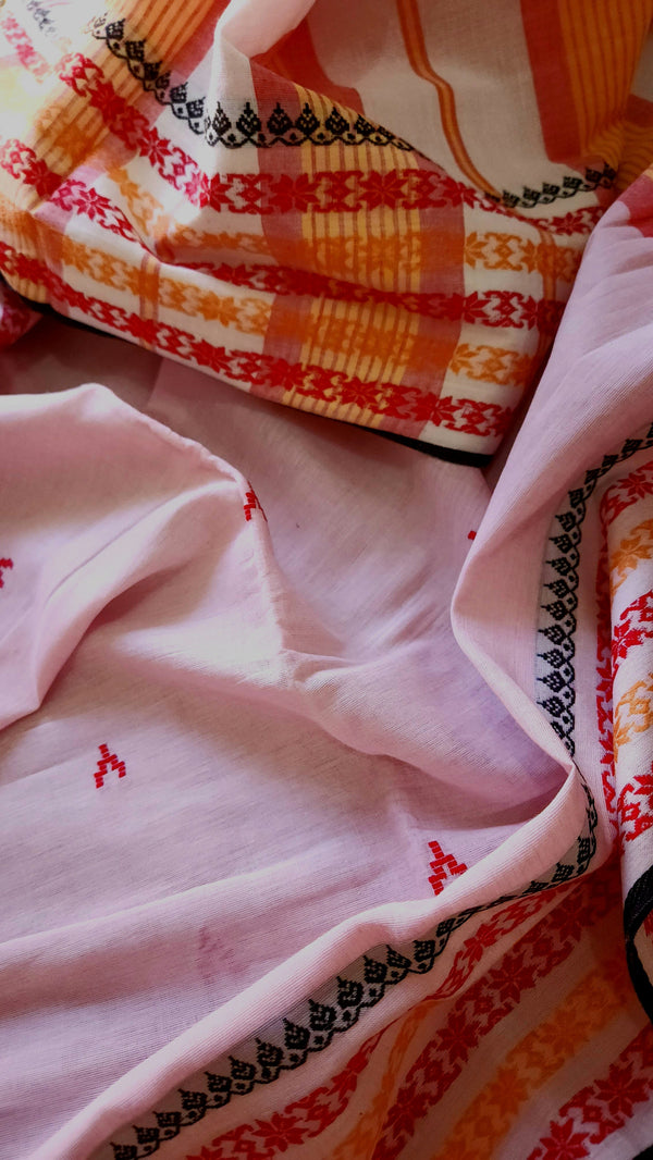 'BIBHA: Light Pink' Handwoven Begumpuri Saree