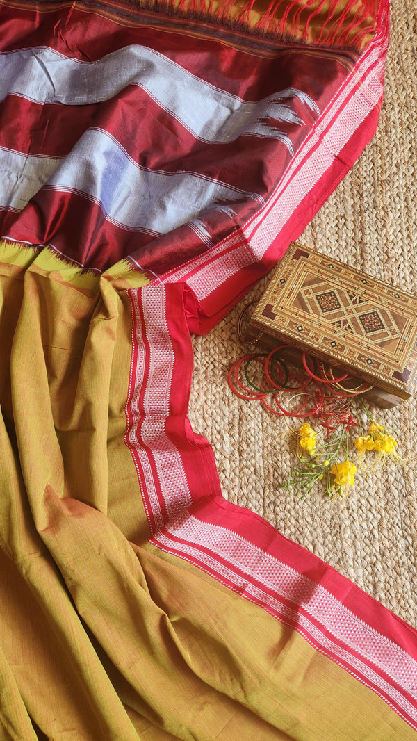 'DHANYA' Handwoven Silk Pallu Ilkal Saree