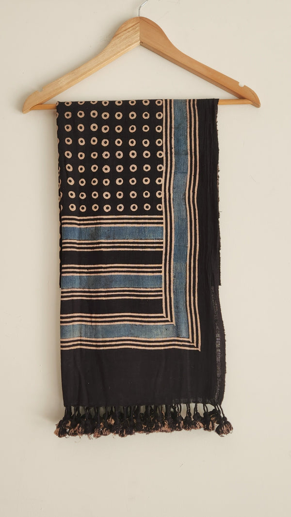 'KANHA' Kala Cotton Bhujodi Ajrakh Stole