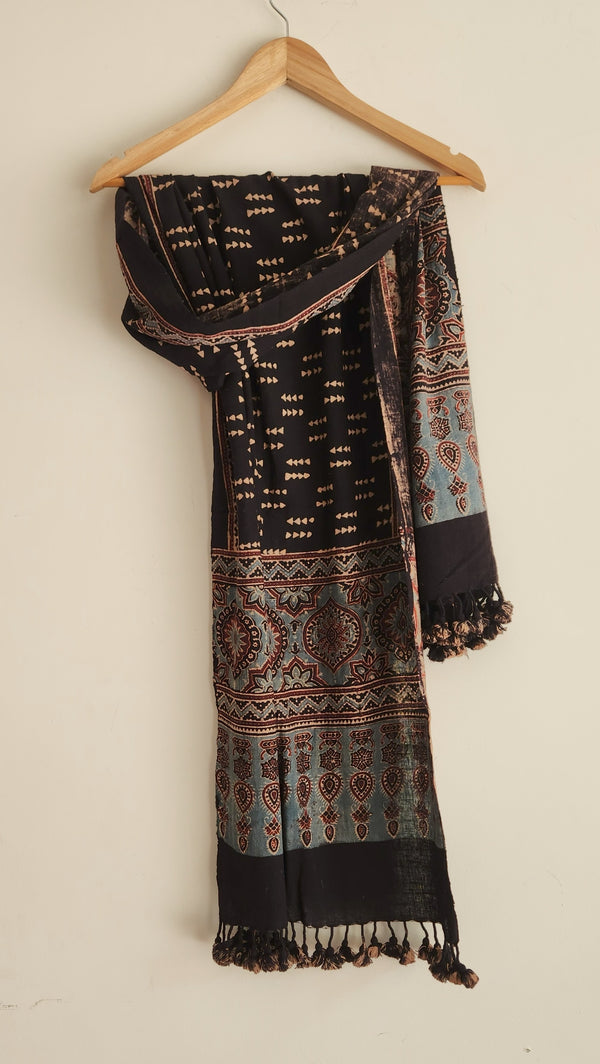 'MOHAN' Kala Cotton Bhujodi Ajrakh Stole