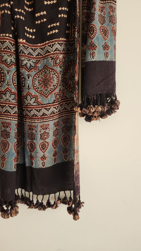 'MOHAN' Kala Cotton Bhujodi Ajrakh Stole