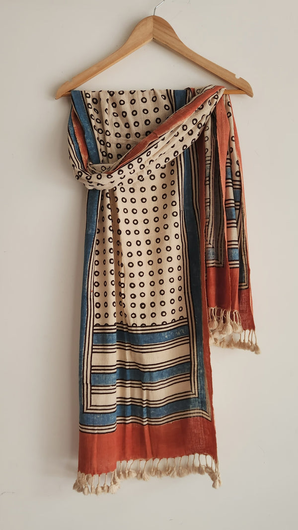 'KUNJ' Kala Cotton Bhujodi Ajrakh Stole