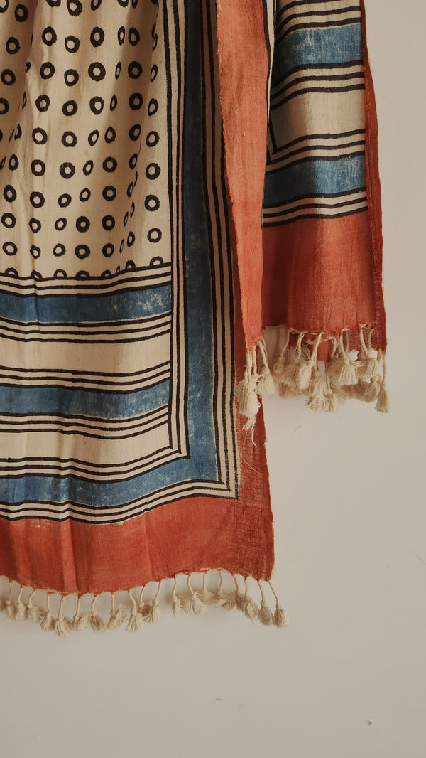 'KUNJ' Kala Cotton Bhujodi Ajrakh Stole
