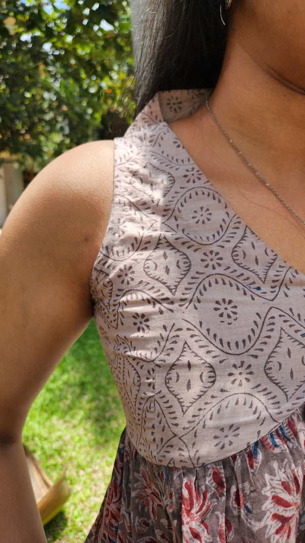 "HAMSIRI" - Kalamkari Hand-Block Printed Tunic Top