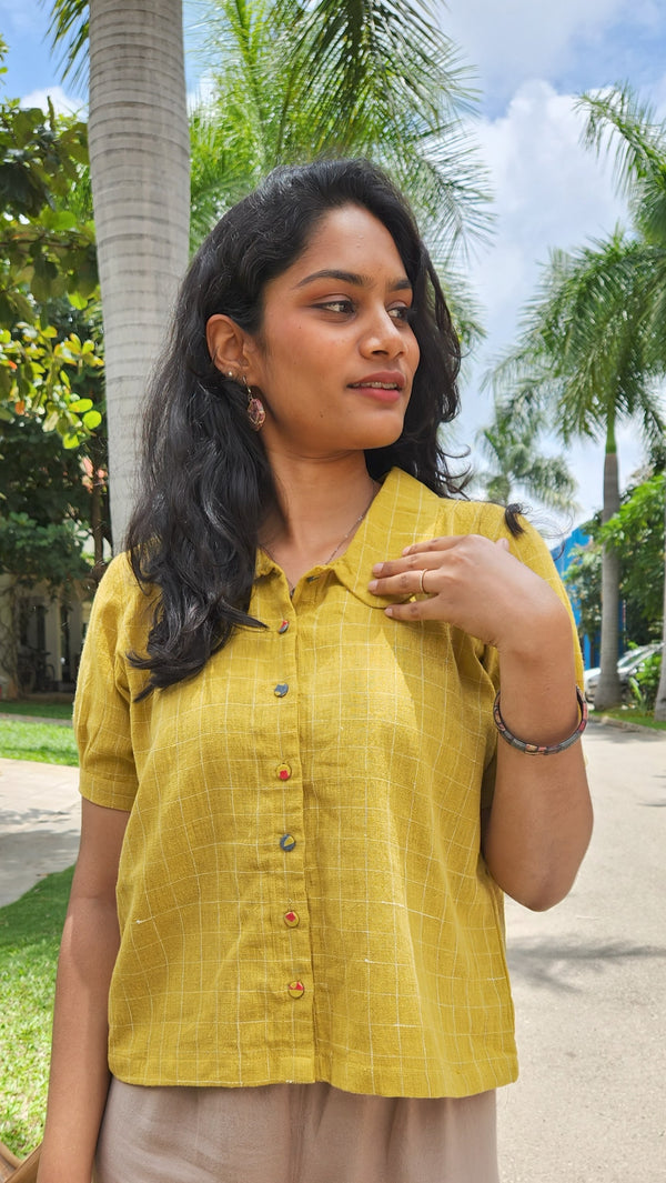 "PUSHIRI" Kala Cotton Checkered Top