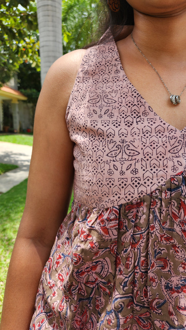 "MAYURA" - Kalamkari Hand-Block Printed Tunic Top