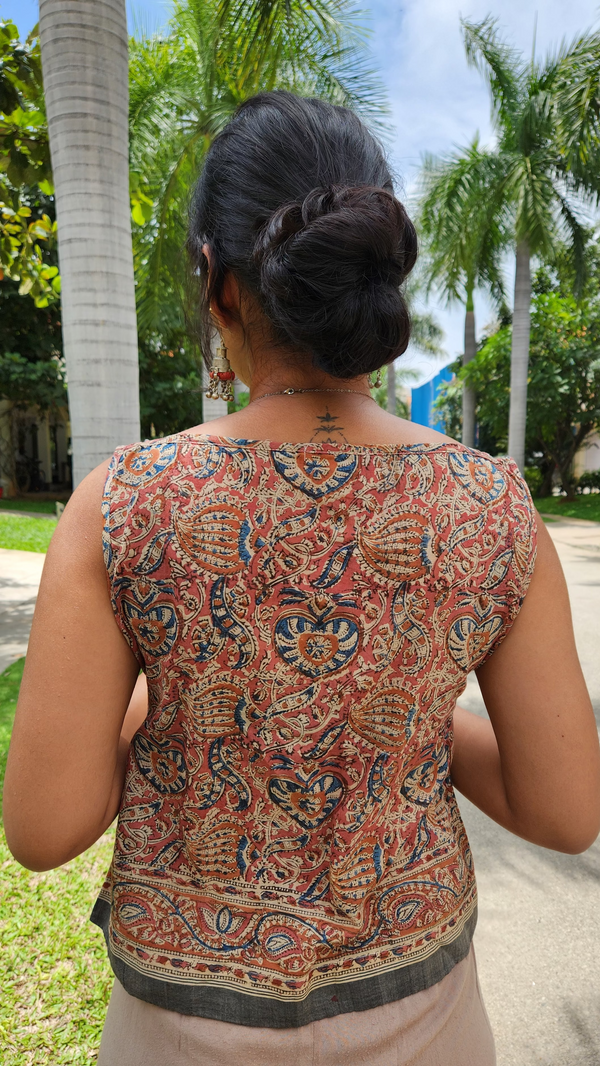"RAGINI" Handblock Printed Kalamkari Top
