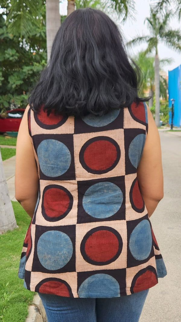 "DOTS AND SQUARES" Kala Cotton Ajrakh Top