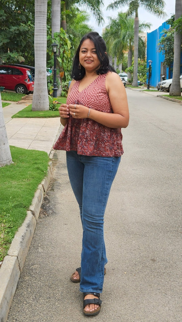 "VARNIKA" Kalamkari Hand-Block Printed Tunic Top