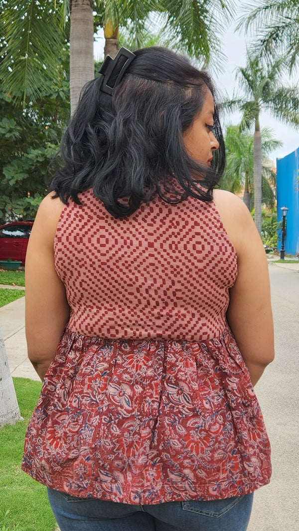 "VARNIKA" Kalamkari Hand-Block Printed Tunic Top