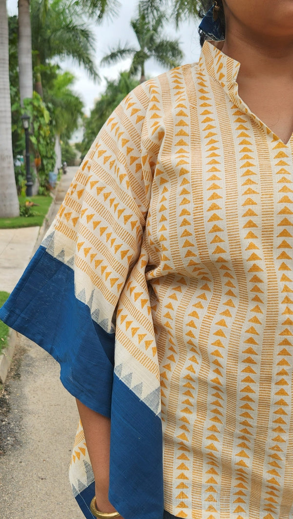 "TRIA" Kuppadam Ponru Handblock printed Kaftan