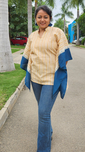 "TRIA" Kuppadam Ponru Handblock printed Kaftan