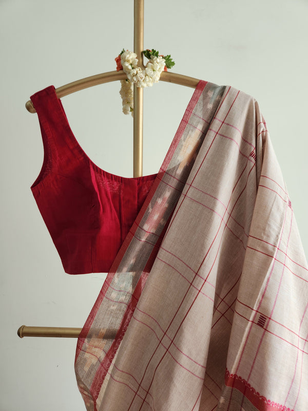 'SHAKTI' Handwoven Cotton Dhonekhali Saree