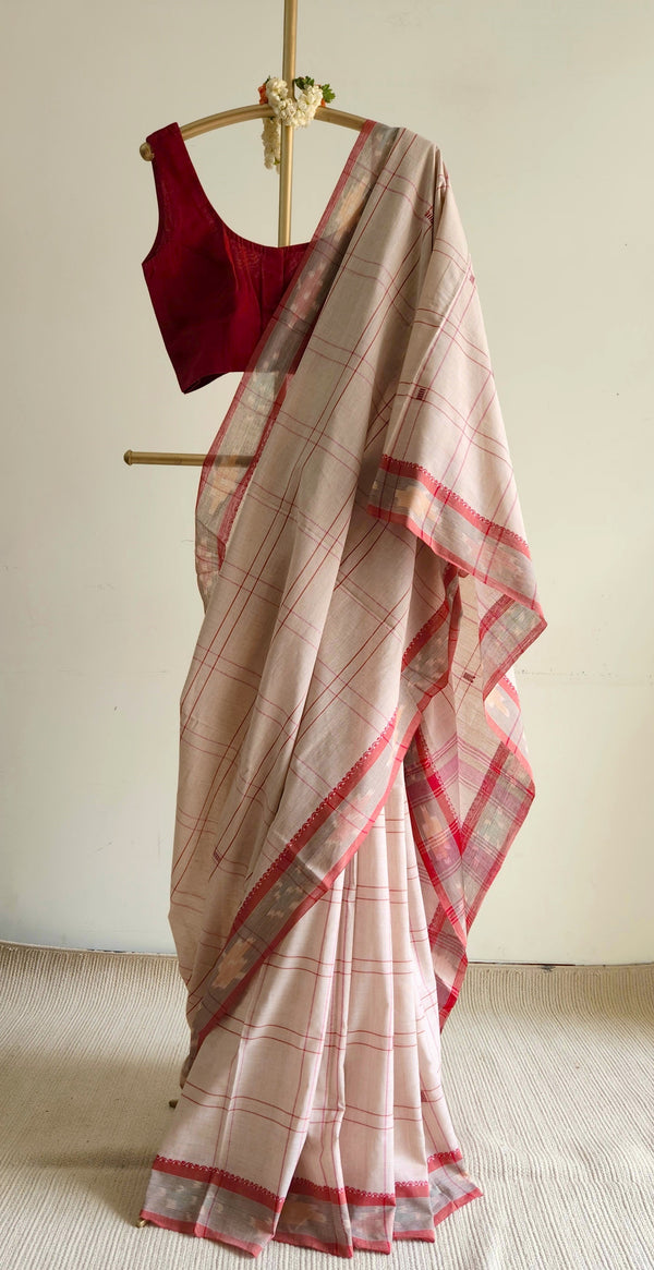 'SHAKTI' Handwoven Cotton Dhonekhali Saree