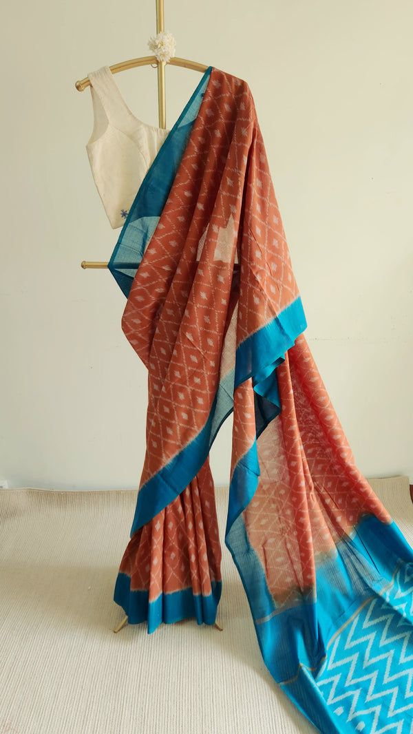 'RĀTRI RĀNI' Handwoven Pochampally Ikat Cotton Saree