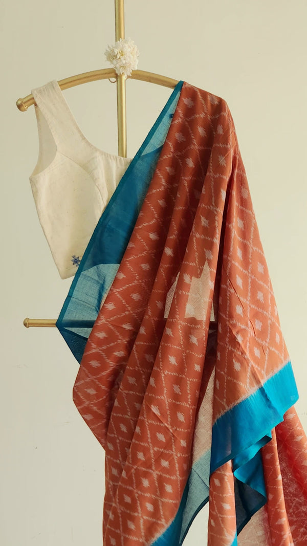 'RĀTRI RĀNI' Handwoven Pochampally Ikat Cotton Saree