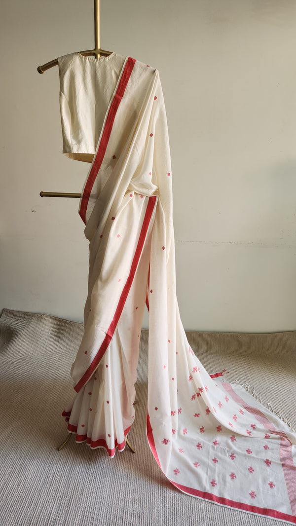 'CHOM CHOM' Handwoven Jamdani Cotton Saree