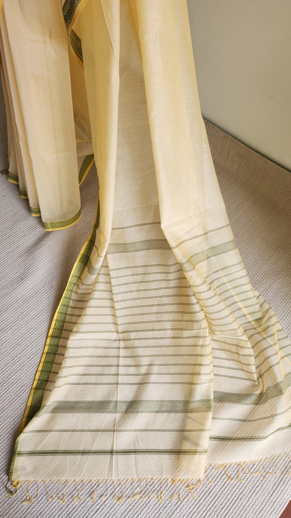 'RASIKA: yellow' Handwoven Silk-Cotton Maheshwari Saree