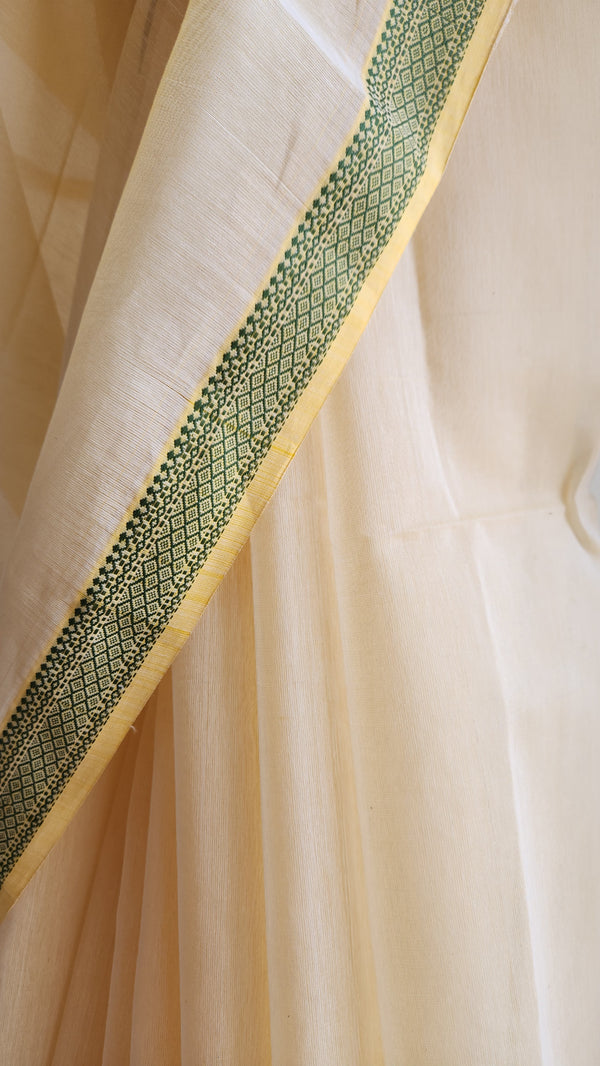 'RASIKA: yellow' Handwoven Silk-Cotton Maheshwari Saree