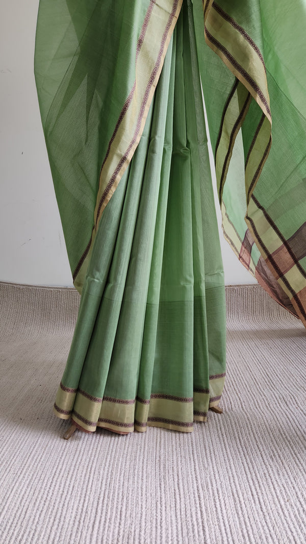 'KUSUMITA' Handwoven Silk-Cotton Maheshwari Saree