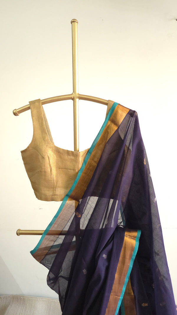 'PAVIKA:Blue' Handwoven Venkatagiri Cotton Saree