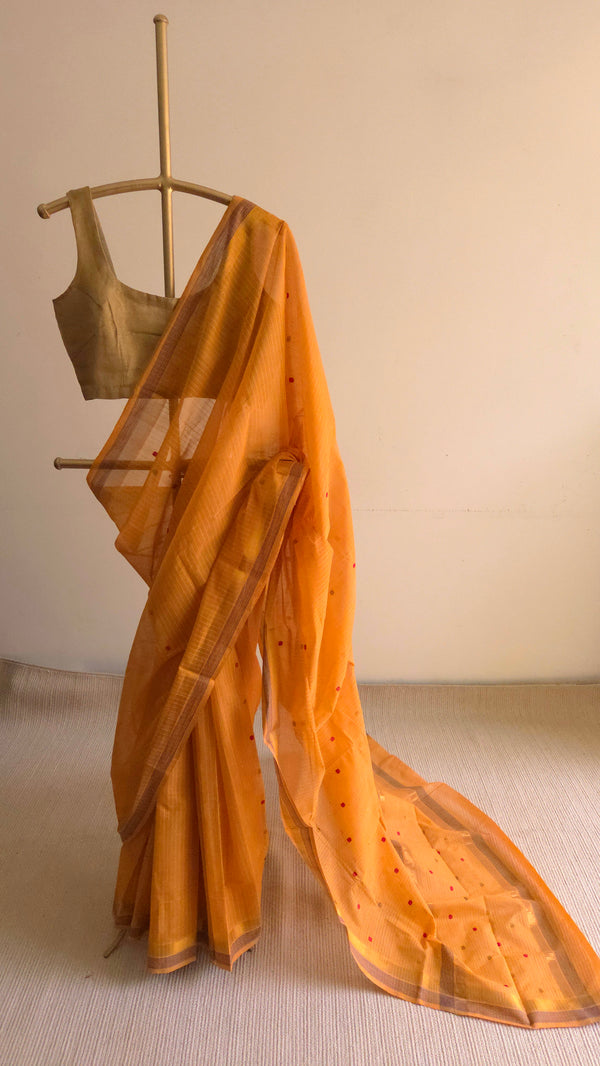 'ROMINI:Yolk' Handwoven Venkatagiri Cotton Saree