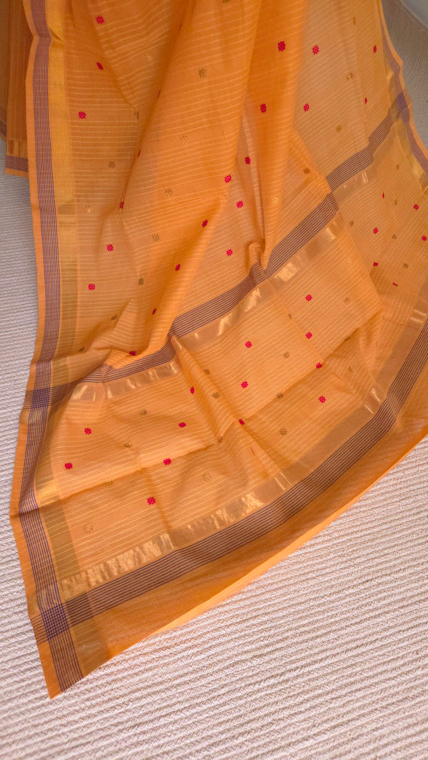 'ROMINI:Yolk' Handwoven Venkatagiri Cotton Saree